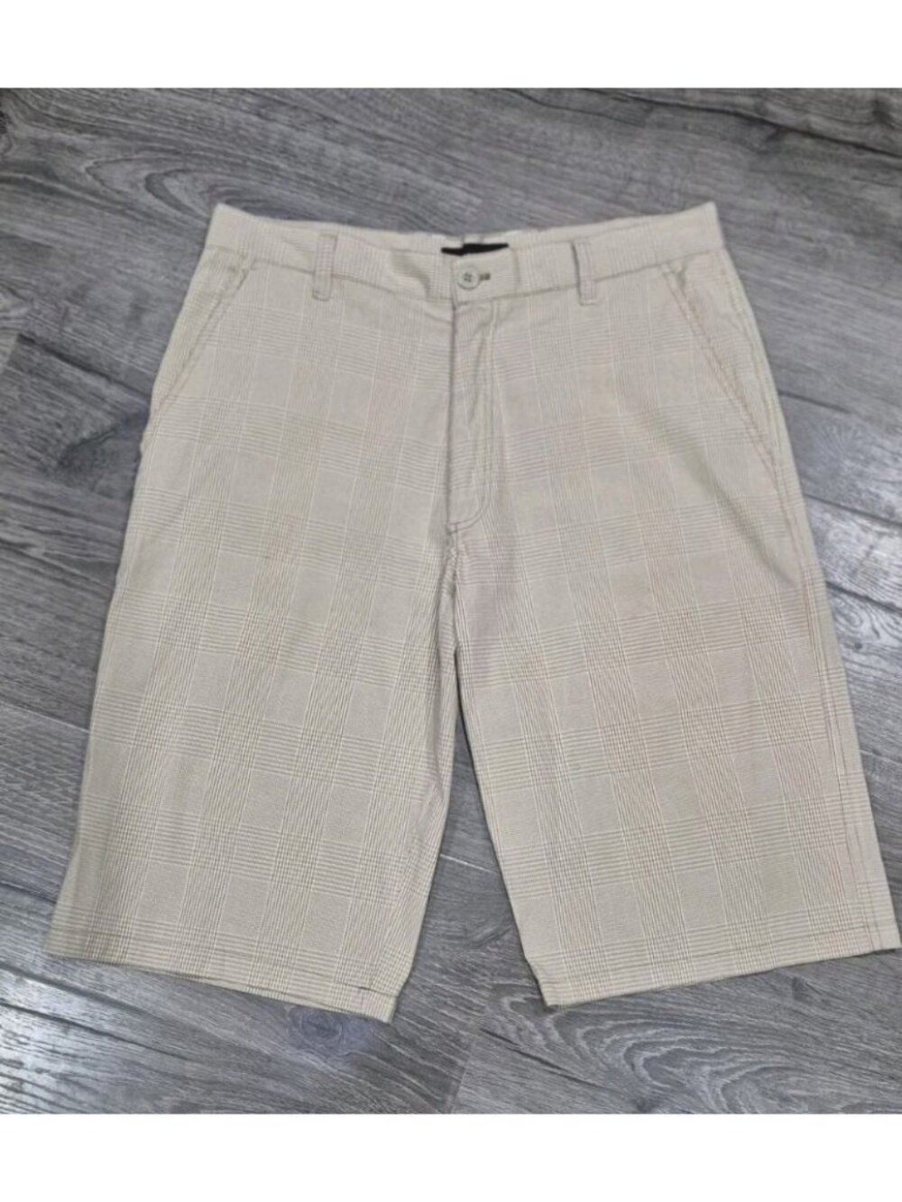 NBN Gear Tan & Cream Check Casual Bermuda Dress Shorts Men's Size 34